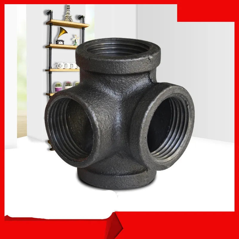 Galvanized steel pipe fittings with four-way corner design in DN15, DN20, DN25 diameters