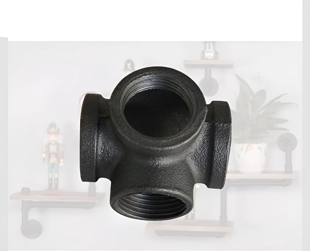 Galvanized steel pipe fittings with four-way corner design in DN15, DN20, DN25 diameters