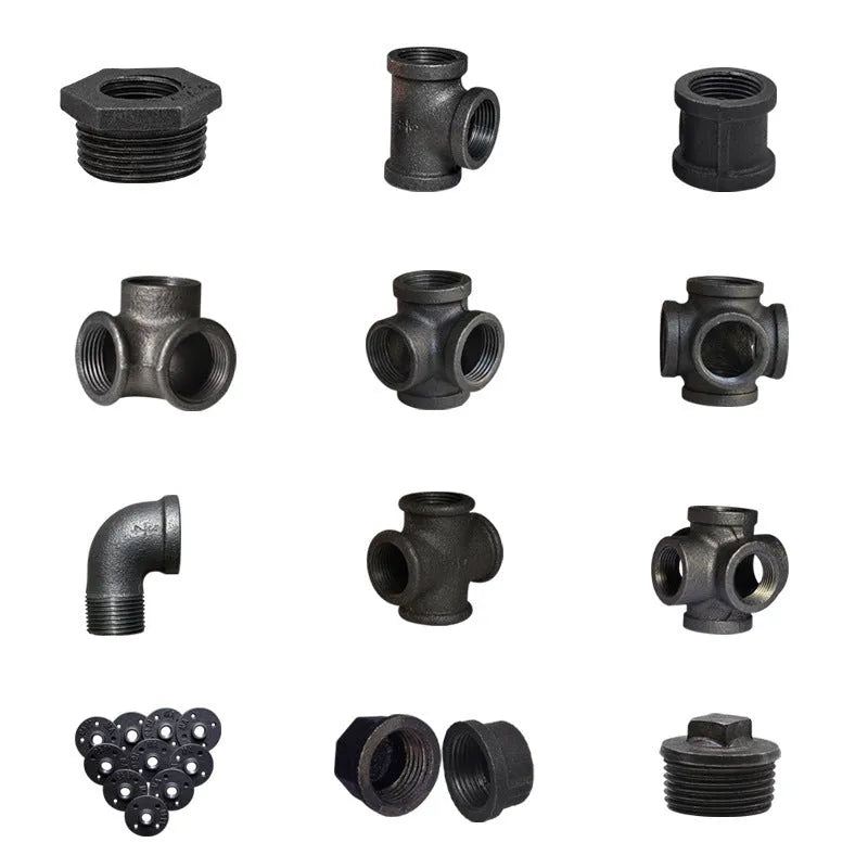 Galvanized steel pipe fittings with four-way corner design in DN15, DN20, DN25 diameters