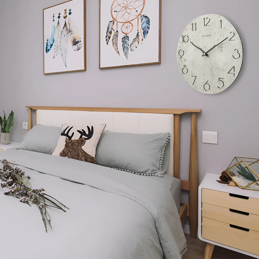 Modern grey European style wall clock for living room decor