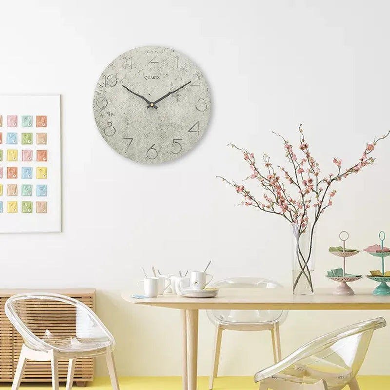 Modern grey European style wall clock for living room decor