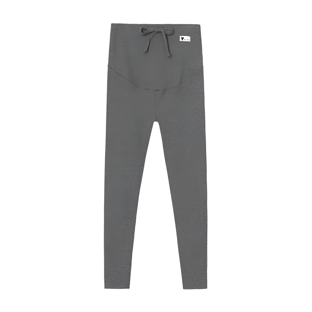 Pregnancy leggings with abdomen support, cotton blend fabric, in black, dark grey, and light grey colours