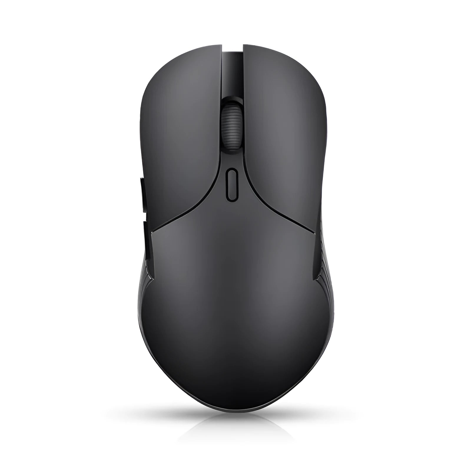Blue Smart Voice Mouse with translation button on a desk next to a laptop.