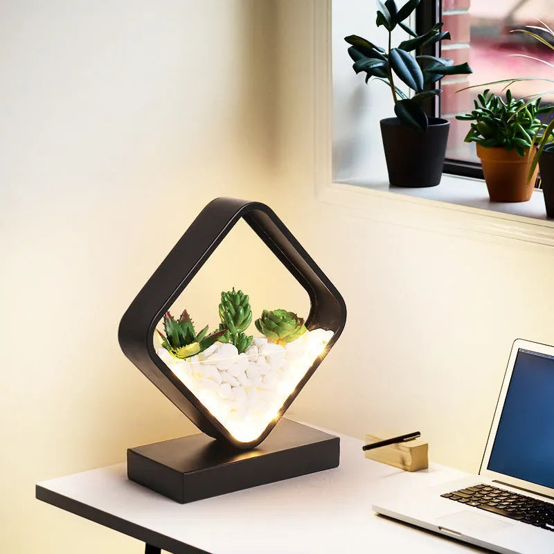 Black table lamp with metal lamp holder and push-button switch for bedside lighting