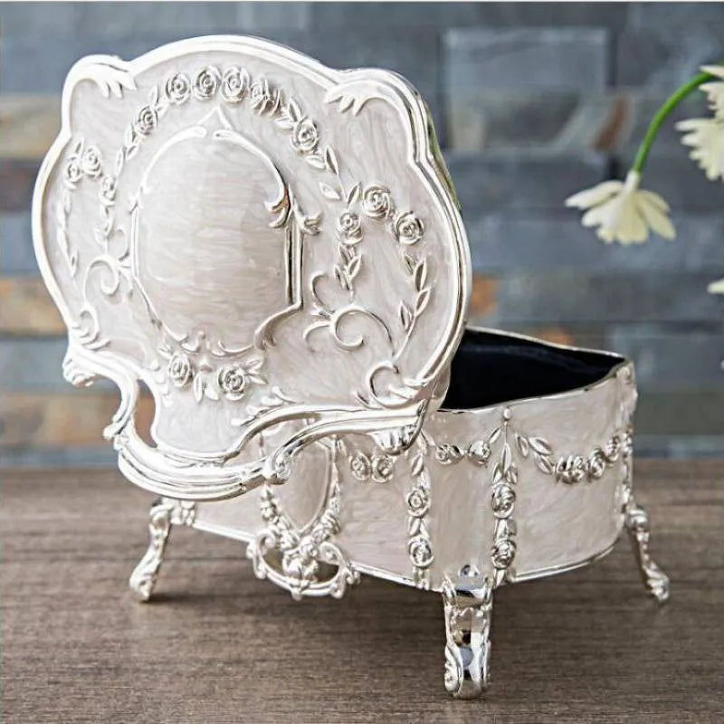 Hangkai zinc alloy jewellery storage box in antique tin colour showing large, medium, and small size options.