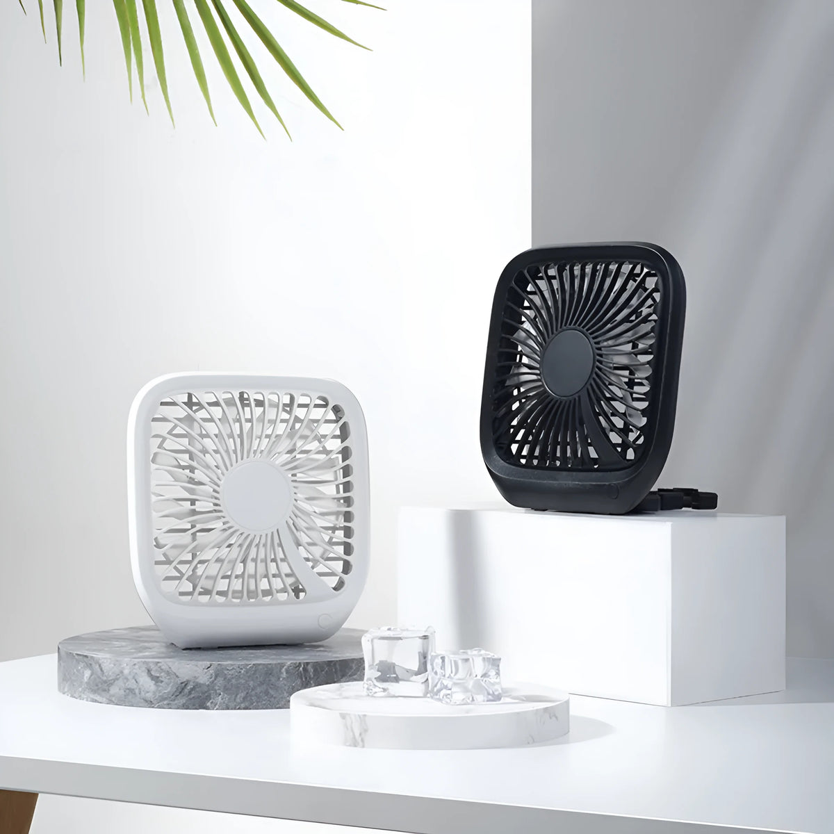 Baseus folding car rear seat fan in white with USB cable, designed for back seat cooling