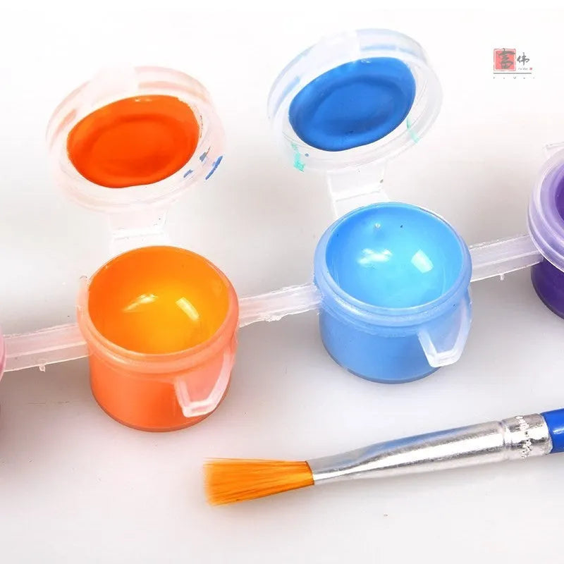 Children's gouache painting drawing board set with 50 pictures, pigments, pens, and palette.