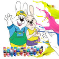 Children's gouache painting drawing board set with 50 pictures, pigments, pens, and palette.