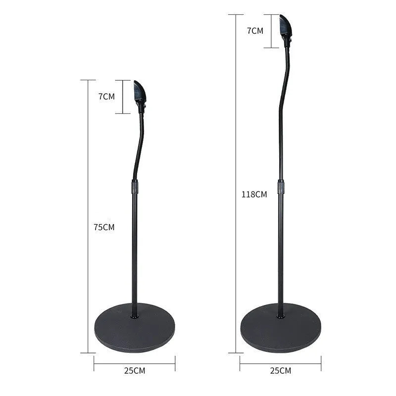 Black and white surround sound speaker stand tripod hanger rack compatible with Apple devices