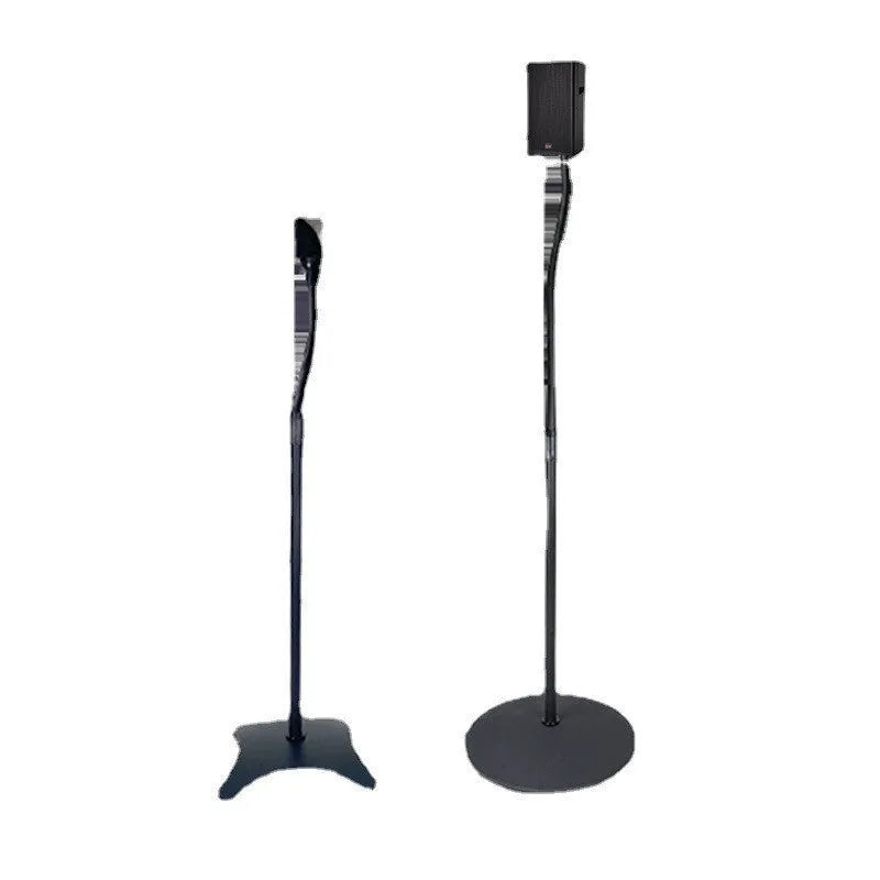 Black and white surround sound speaker stand tripod hanger rack compatible with Apple devices