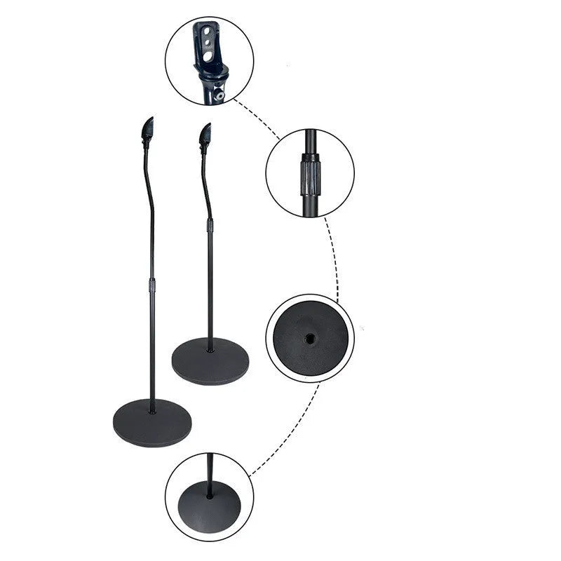 Black and white surround sound speaker stand tripod hanger rack compatible with Apple devices