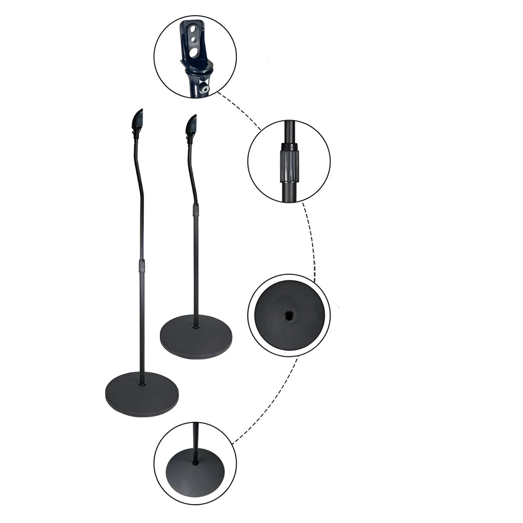 Black and white surround sound speaker stand tripod hanger rack compatible with Apple devices