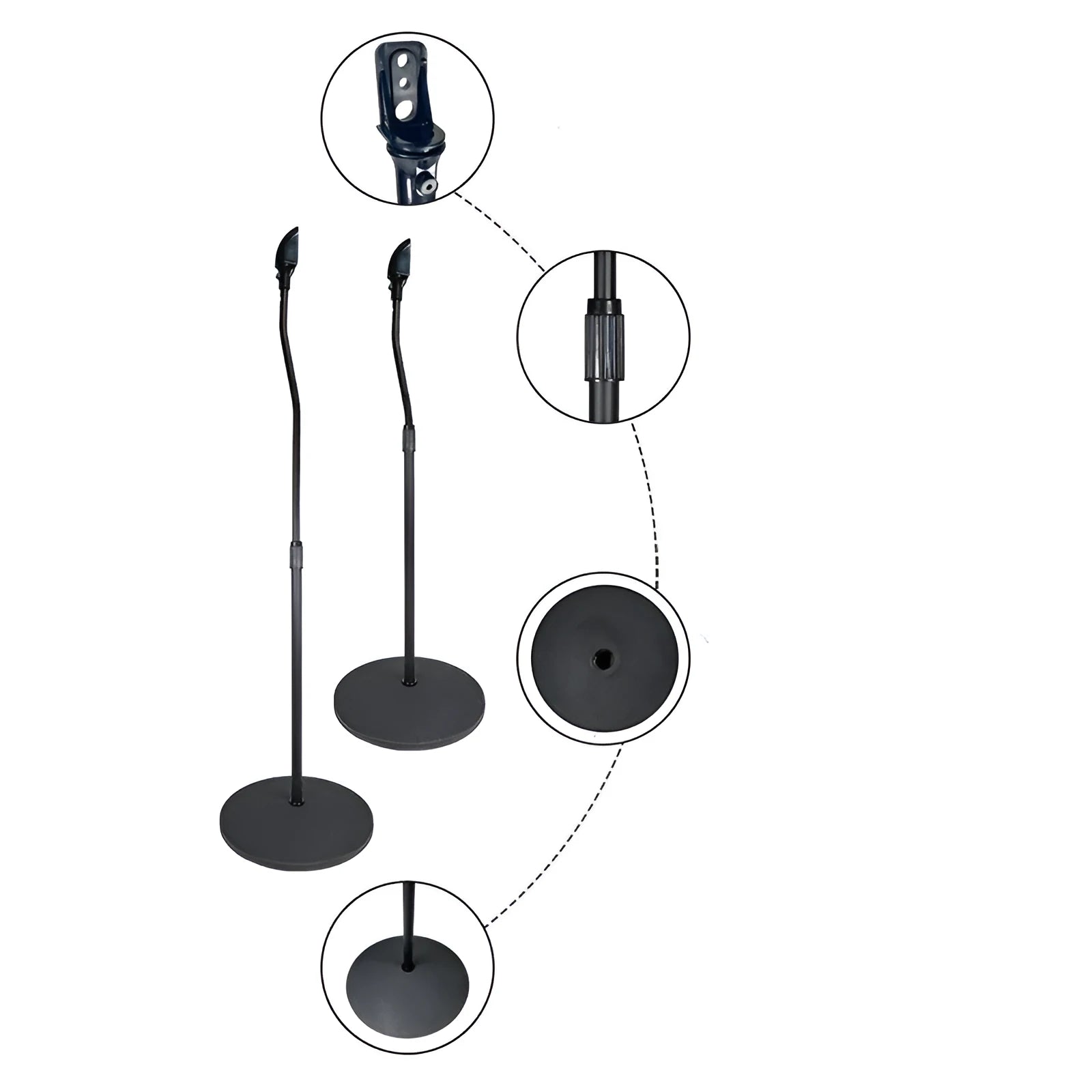 Black and white surround sound speaker stand tripod hanger rack compatible with Apple devices
