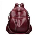 Korean PU backpack for women, colour-contrast design, double shoulder straps, available in black