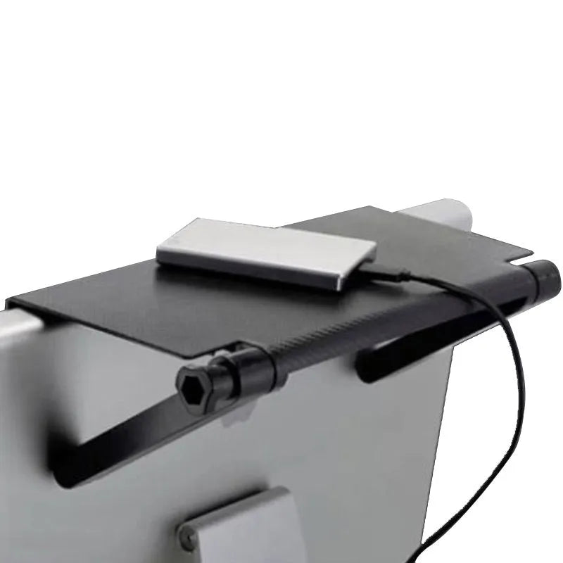 Plastic free-standing desktop rack for set-top boxes and routers with hook installation, shown in one of five colour options.