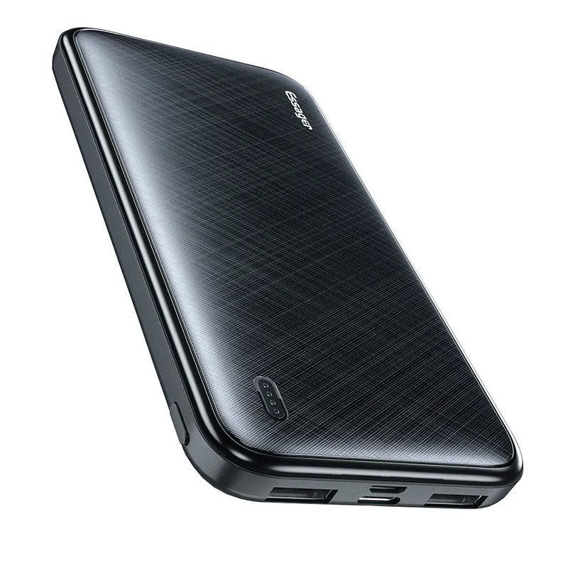 Essager 10000mAh portable power bank in black plastic shell with charging indicator