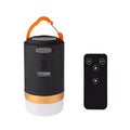 Black remote control emergency camping light with LED bulb for outdoor use.