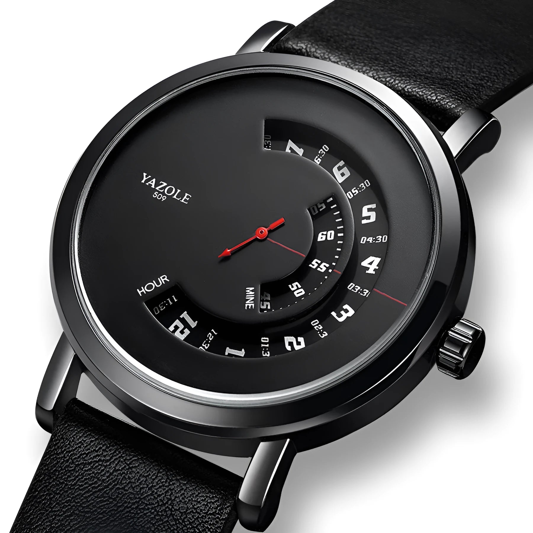 Men's waterproof quartz watch with rotating bezel on a metal case and pin buckle strap.