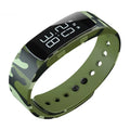 Digital sports watch with luminous display showing 40mm dial and waterproof construction