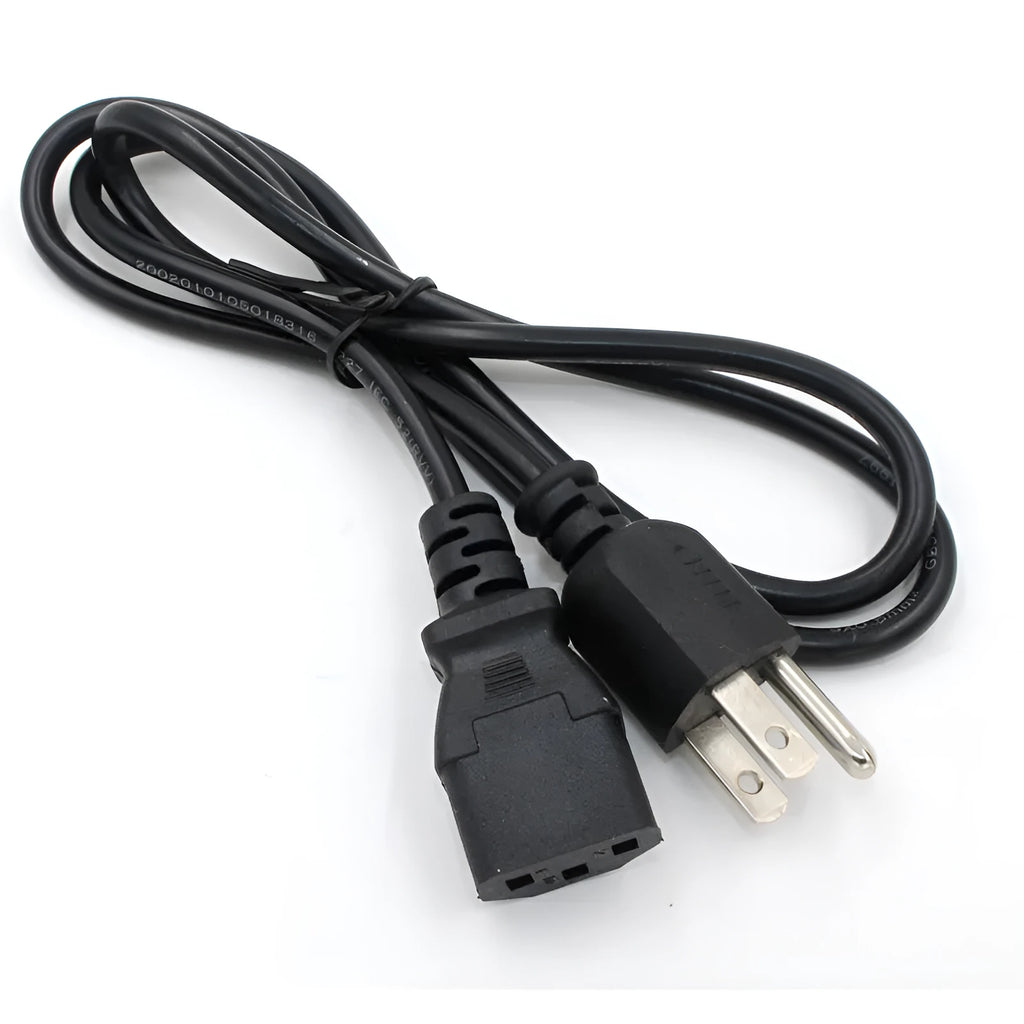 Black American standard three-pin power cord with 1.2 metre length and 6.5mm diameter