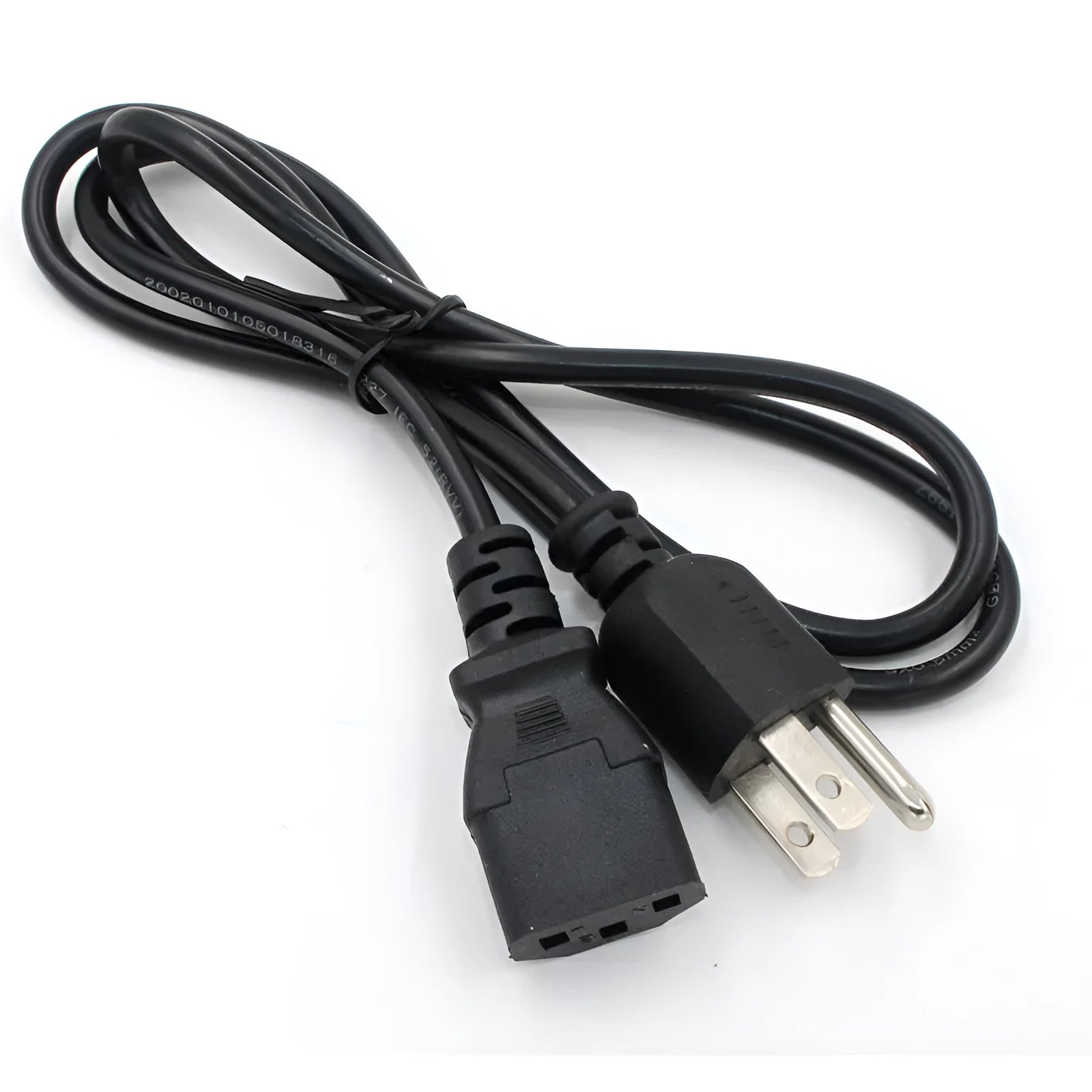 Black American standard three-pin power cord with 1.2 metre length and 6.5mm diameter