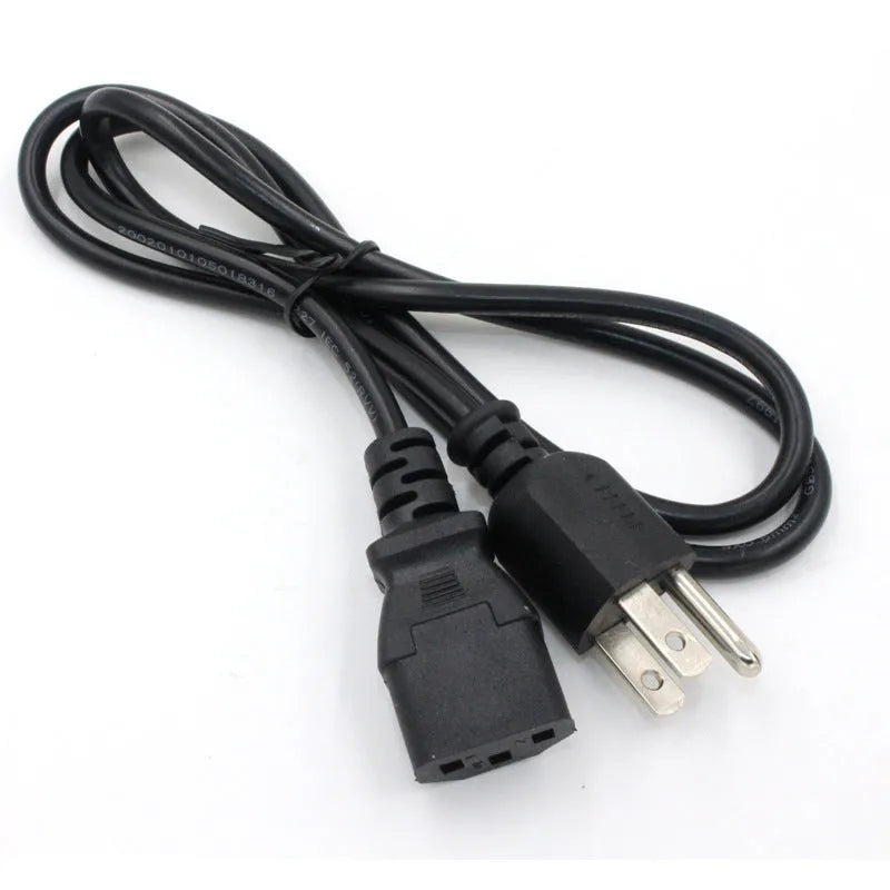 Black American standard three-pin power cord with 1.2 metre length and 6.5mm diameter