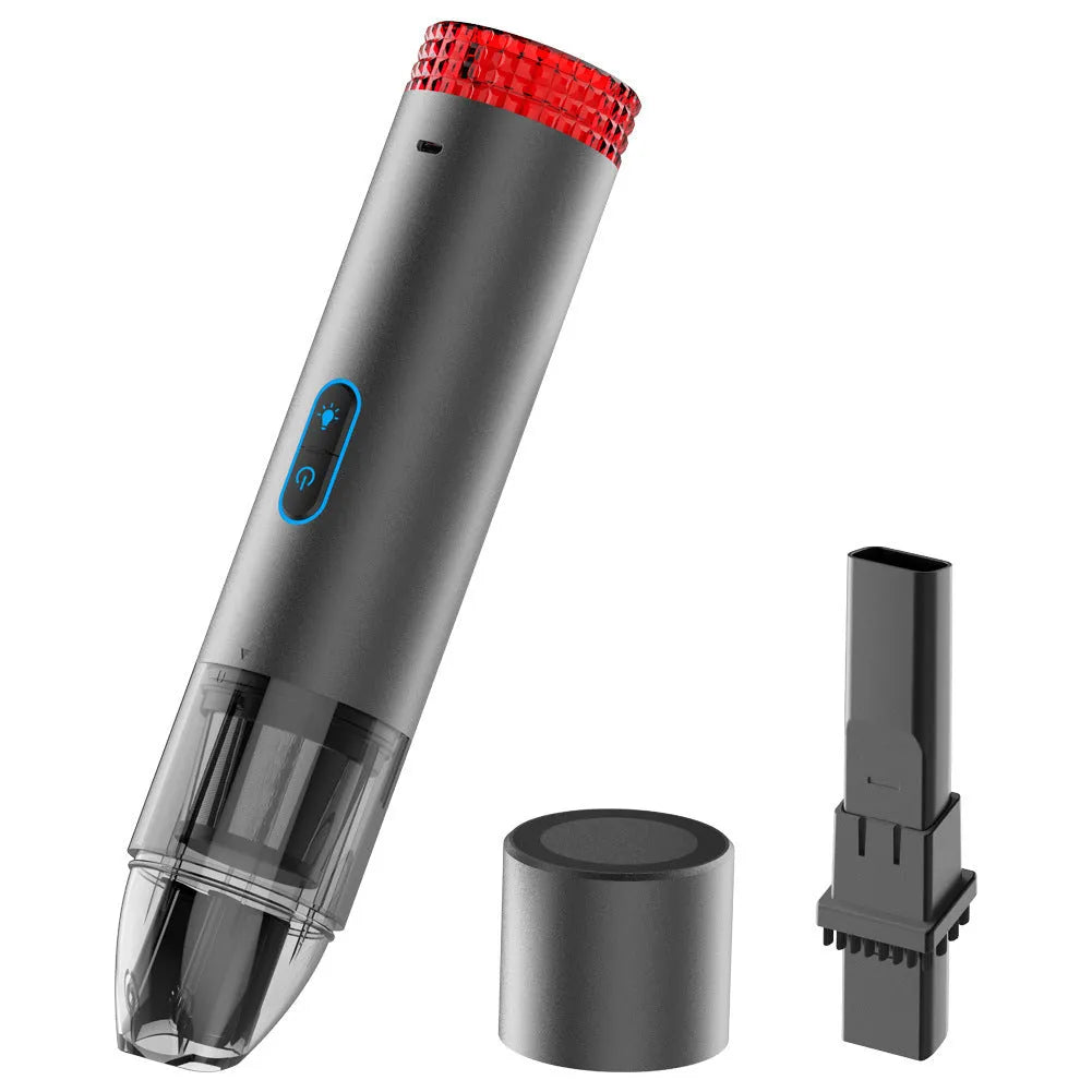 Black V6 portable handheld car vacuum cleaner with built-in LED work light