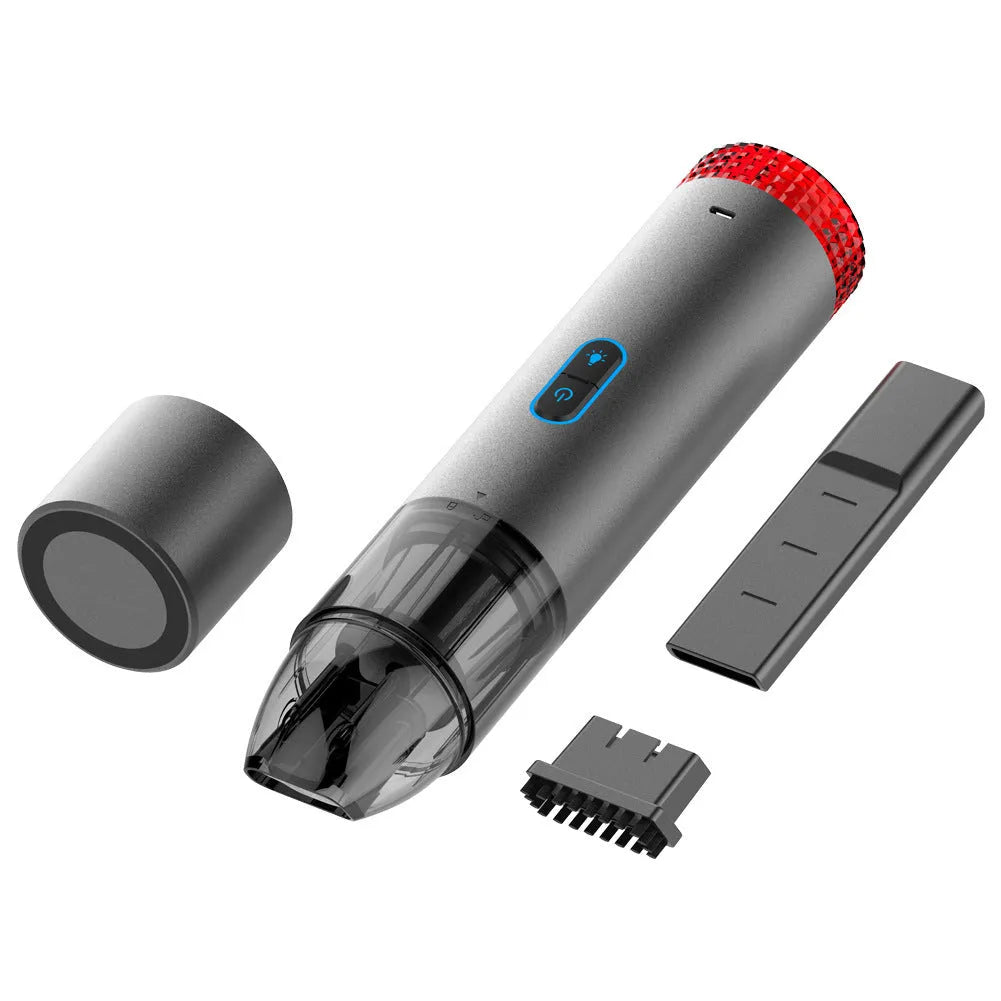 Black V6 portable handheld car vacuum cleaner with built-in LED work light