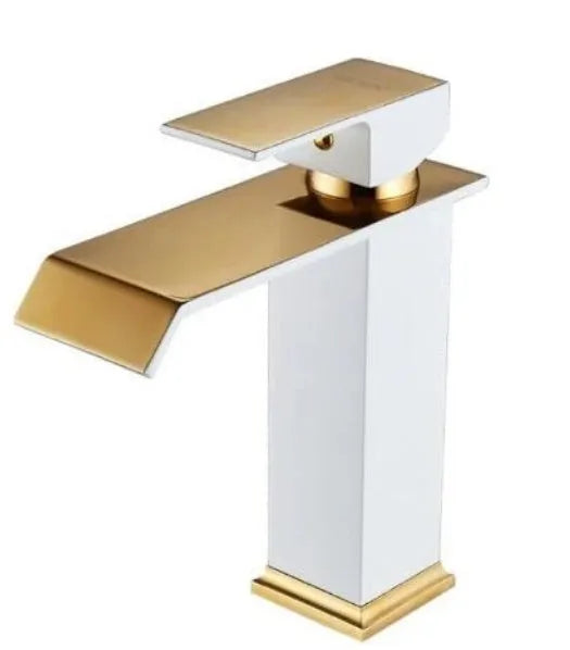 Brass basin faucet with induction control in black, white, and gold finish