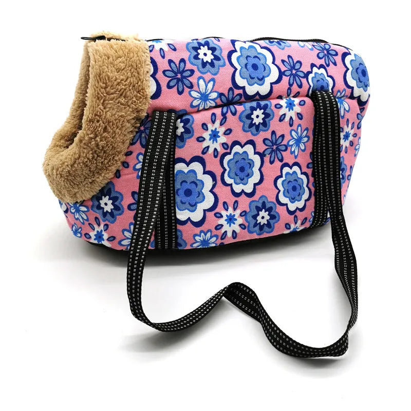 Multi purpose warm pet carrier in canvas and cotton, Camouflage style, size S, with handles and enclosed design