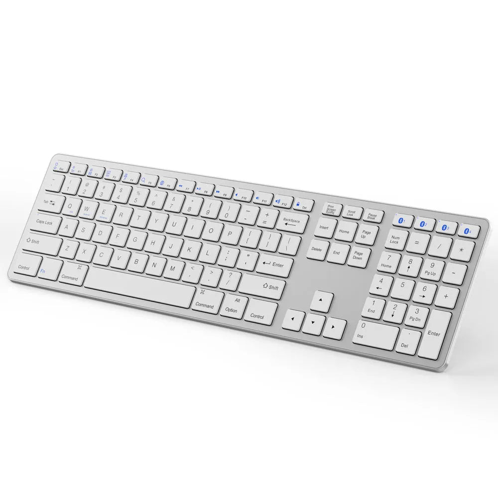 Wireless aluminium alloy Bluetooth numeric keypad with 34 keys in silver finish