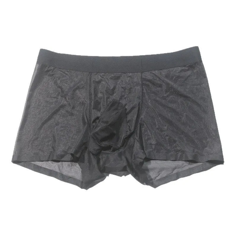 Men's nude feel ice silk transparent stockings underwear in black, brown, gray, white and skin colours