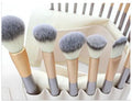Persian makeup brush set with rice white synthetic bristles and champagne coloured handles