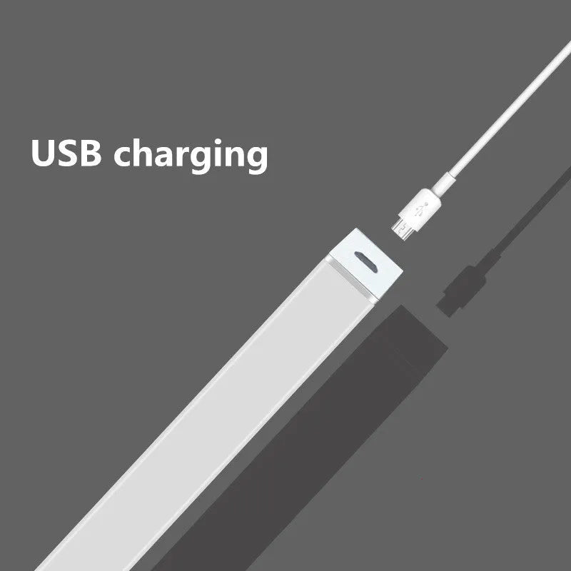 Aluminium magnetic LED closet light strip with motion sensor, shown in cold white and warm white.