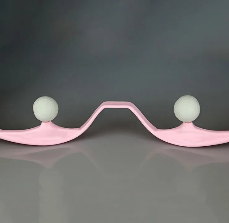 Blue plastic neck massager hand roller with adjustable stand and 3D floating massage points.