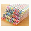 Set of 100 gel colouring pens with plastic barrels in various colours for office and stationery applications