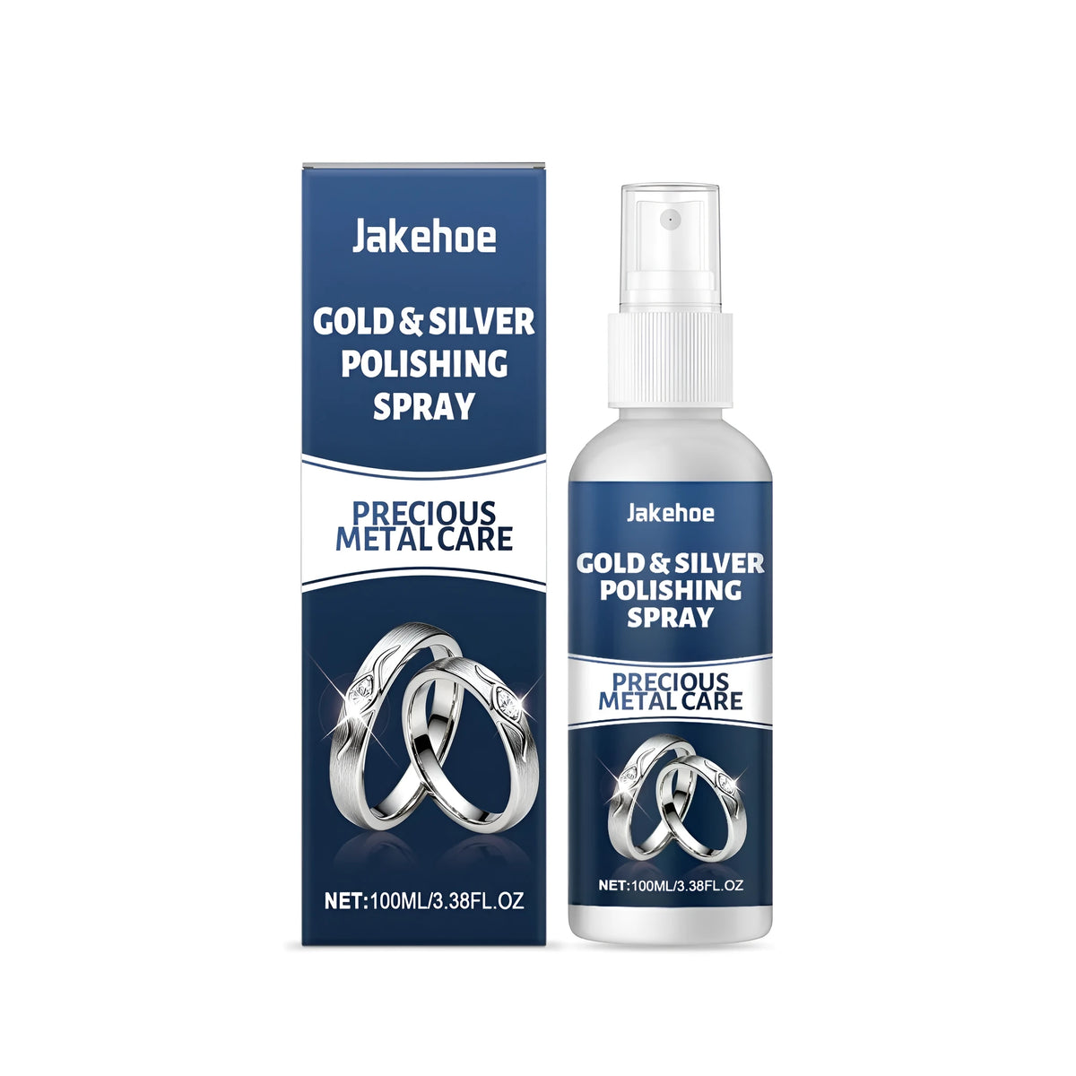 100ml bottle of jewellery cleaning liquid for gold, silver, and platinum with sodium bicarbonate and decyl glucoside.