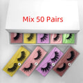 3D mink hair false eyelashes thick section mix pack with ten styles M01-M10 on a white background
