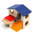 Blue top villa wooden hamster chalet toy measuring 17x17x15cm for small pet dental care