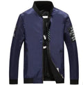 Men's reversible flight jacket shown in black colour with striped pattern and zip-up design