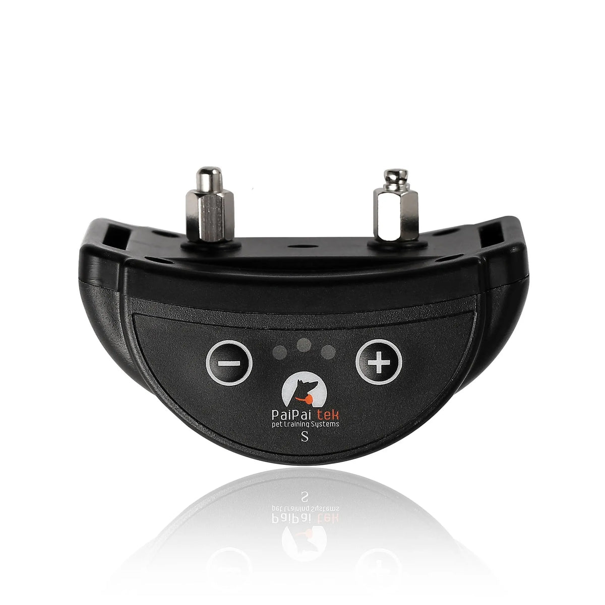 Anti-bark dog collar with adjustable sensitivity and voice control, compact size 5x3.4x2.8cm, for medium puppies.