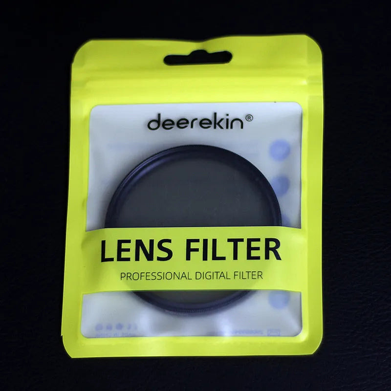 ND8 camera step-up filter in aluminium frame for 49mm to 82mm lenses on a camera lens.