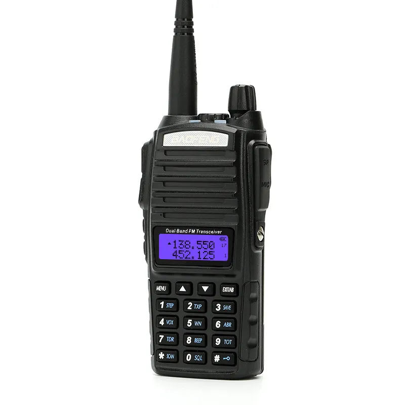 BF-UV82 8W walkie talkie in Black with 1800mAh lithium battery, 50Ω antenna and AU EU UK US plug options