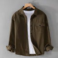 Men's long sleeve cotton workwear shirt in green, cardigan style, American retro casual wear