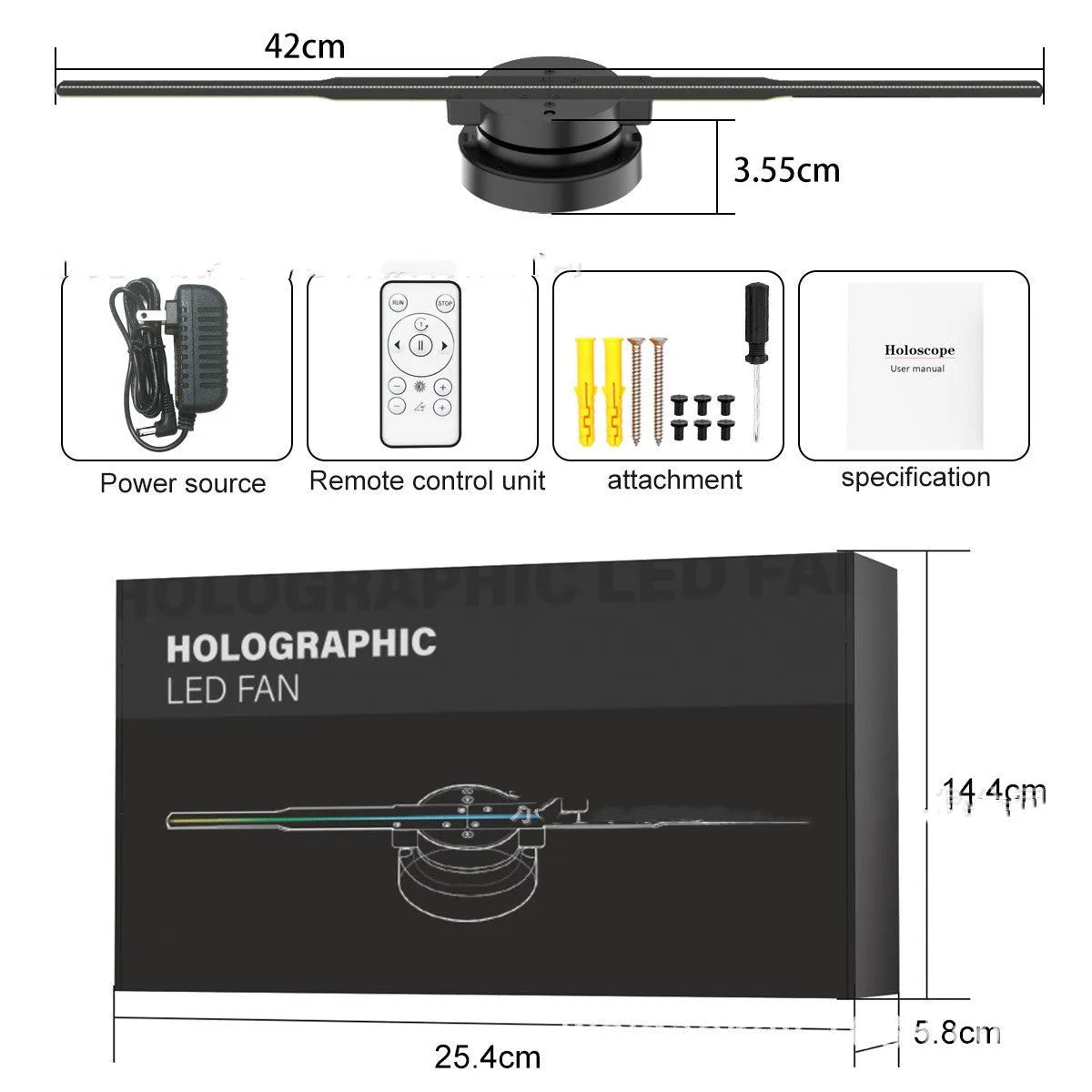 42cm stereo rotating suspension naked eye 3D holographic projector PD42 with universal bright LED
