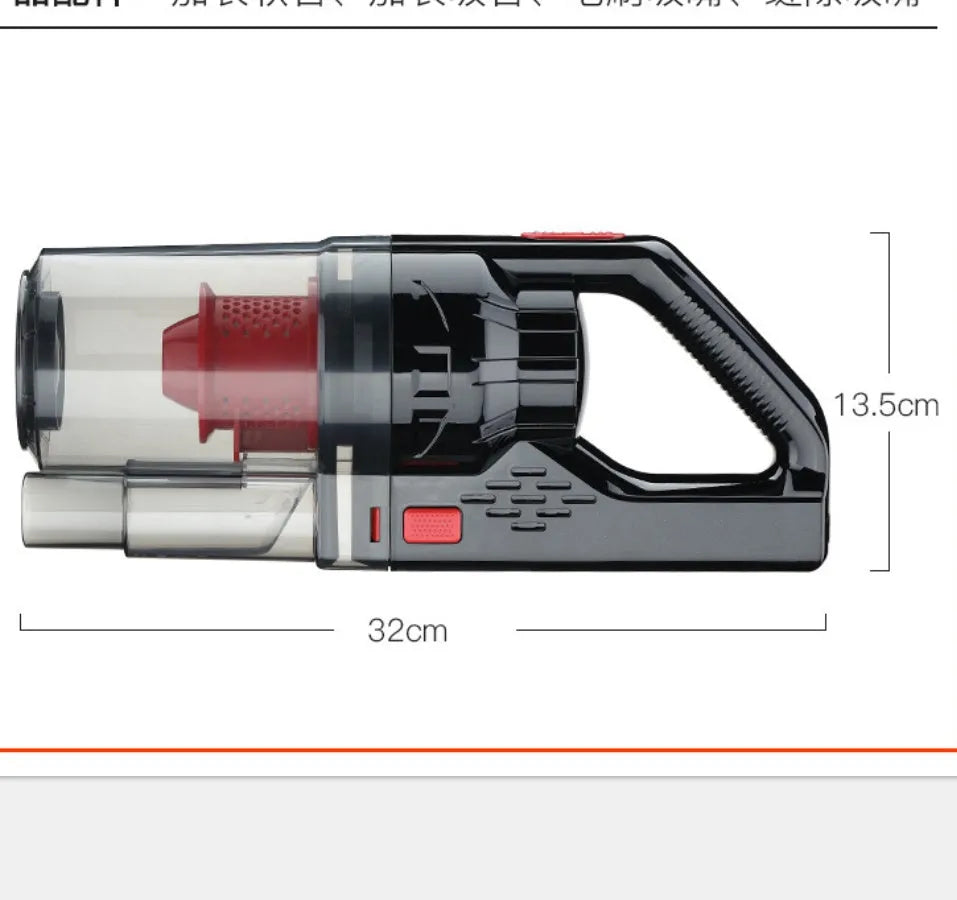 Portable wired car vacuum cleaner in grey with red, 150W 7000mbar suction, PC body