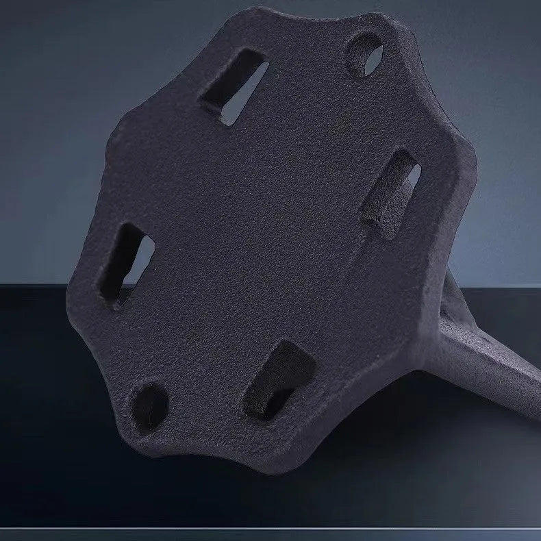 Small square cast iron wood splitting axe for portable household and outdoor use.