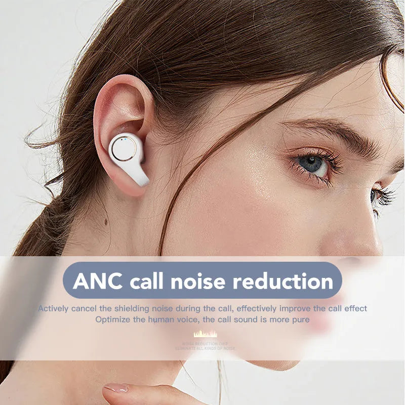 Wireless Bluetooth headset with ANC noise cancellation in black or white colour options