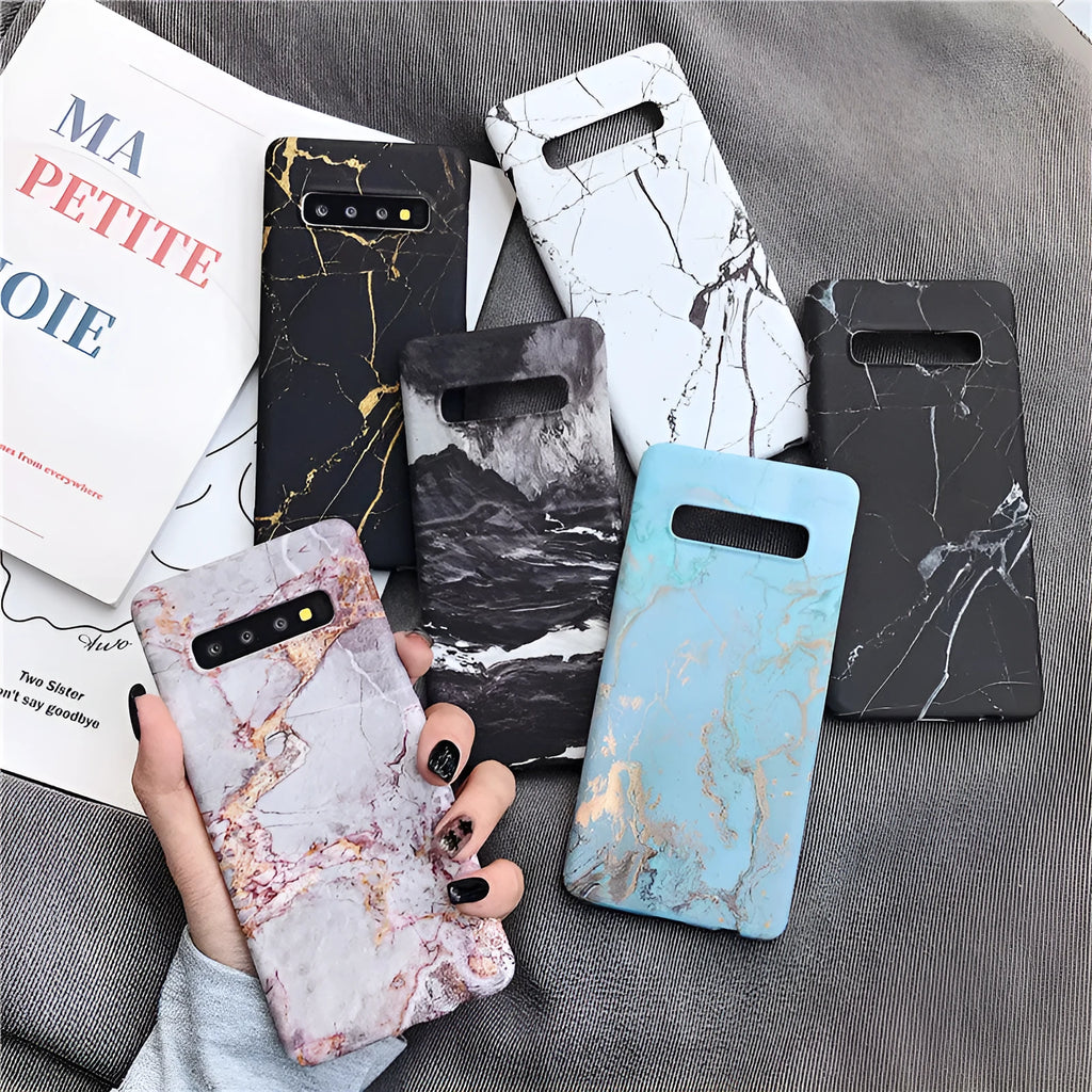 Samsung marble pattern phone case back cover in PC material with water sticker design