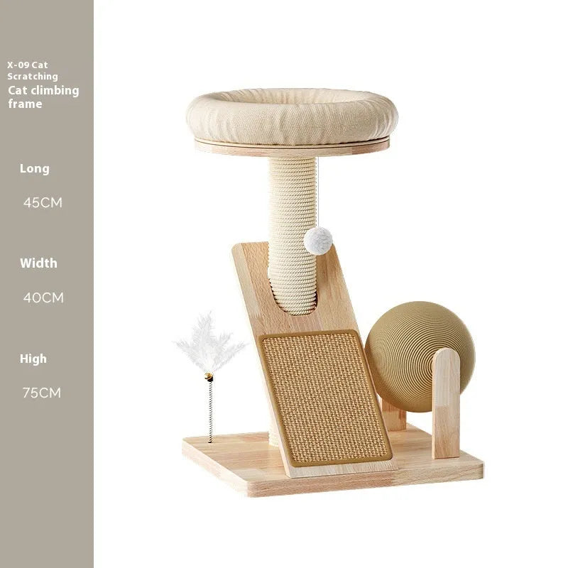 Jute and sisal cat climbing frame with scratching posts and multiple platforms